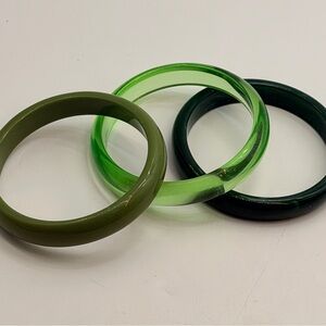Set of Three Green Bangle Bracelets